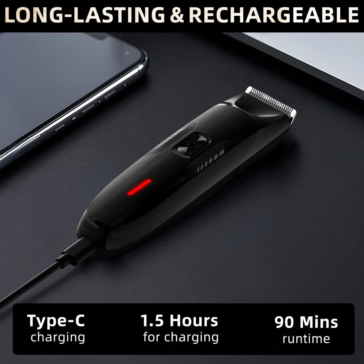 Groin - Body Trimmer Kit- Waterproof Electric Body Hair Grooming Tool With LED Spotlight Adjustable 3-12mm Guide Combs Ceramic Blades-Rechargeable Battery For Men S Full Body Trimming