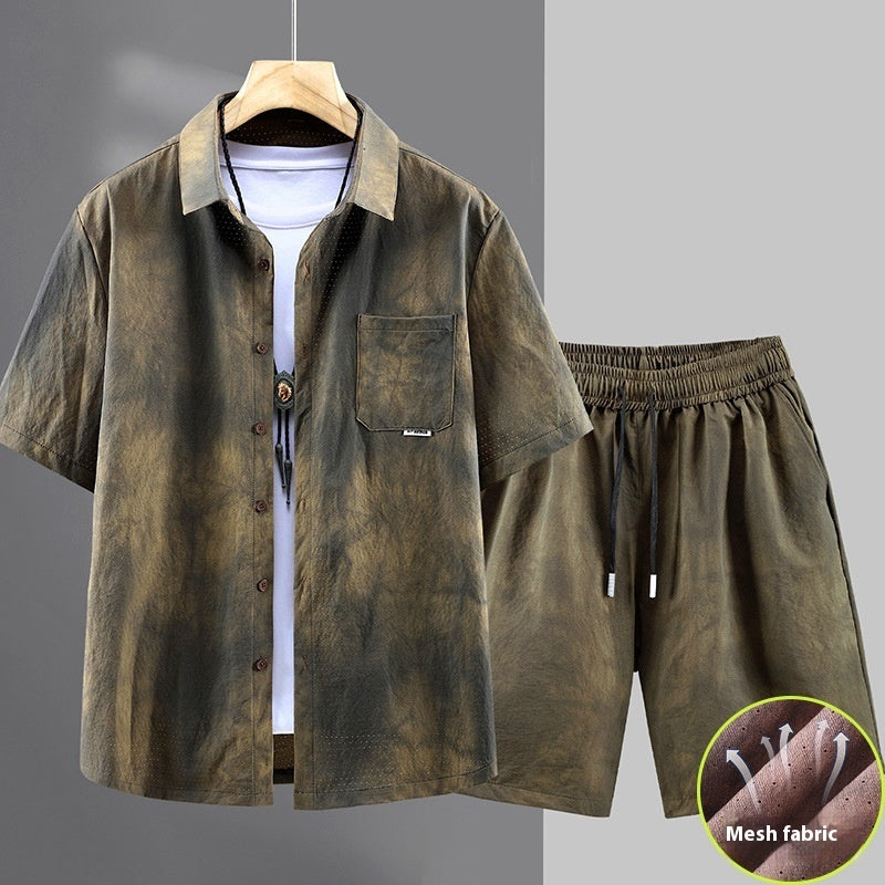 Plus-sized Casual Shirt Shorts Loose Two-piece Suit