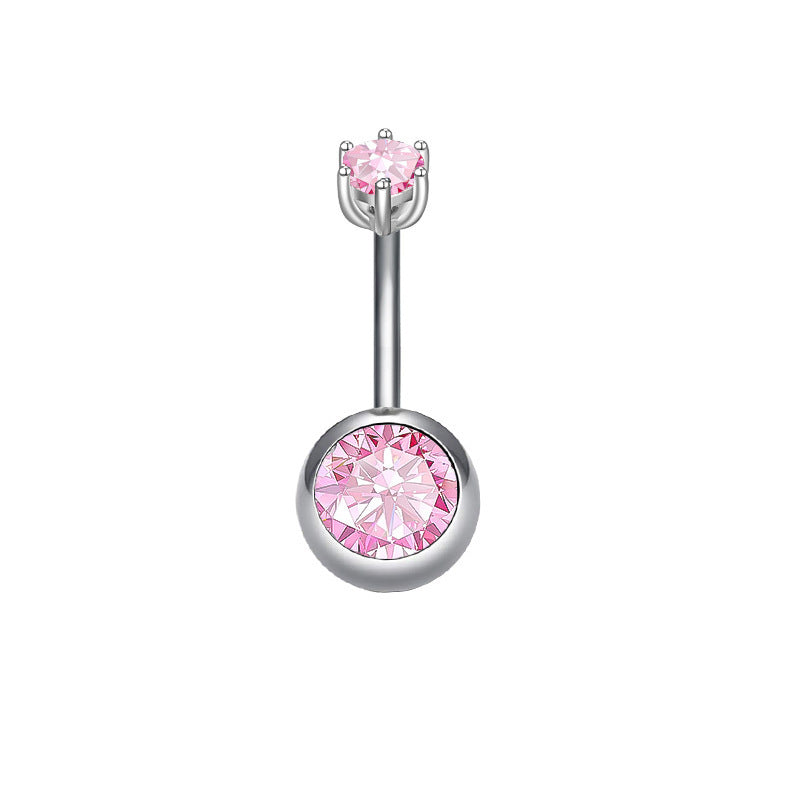 Fashion Personality Peach Heart Belly Ring Butterfly Zircon Piercing Jewelry