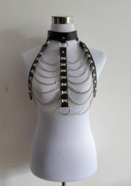 Hot sale explosion PU leather stitching metal chain jewelry