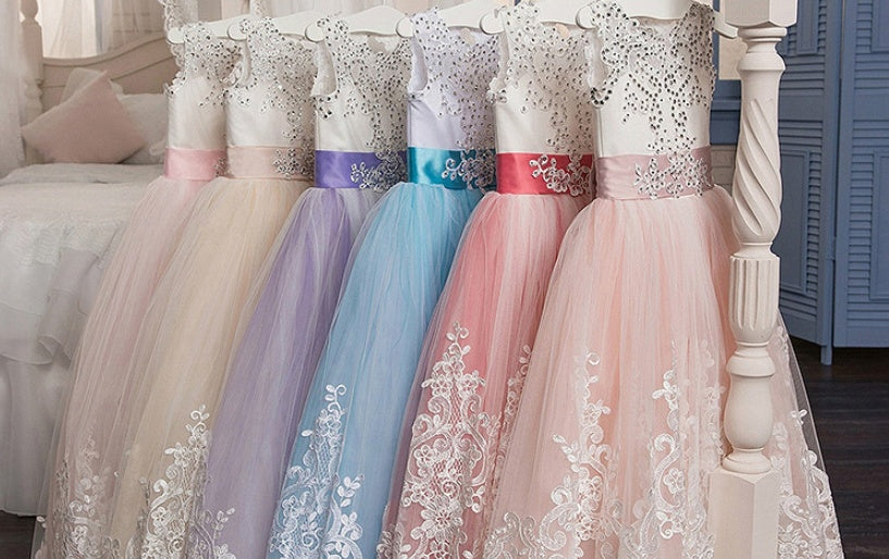 Europe And The United States New Children's Clothing Lace Wedding Dress