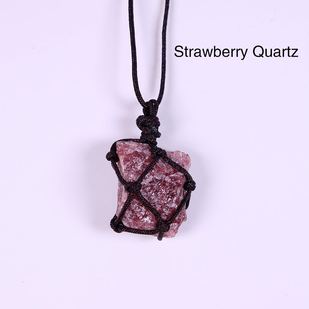Natural Hand-woven Rough Crystal Large Particle Pendant Jewelry Necklace