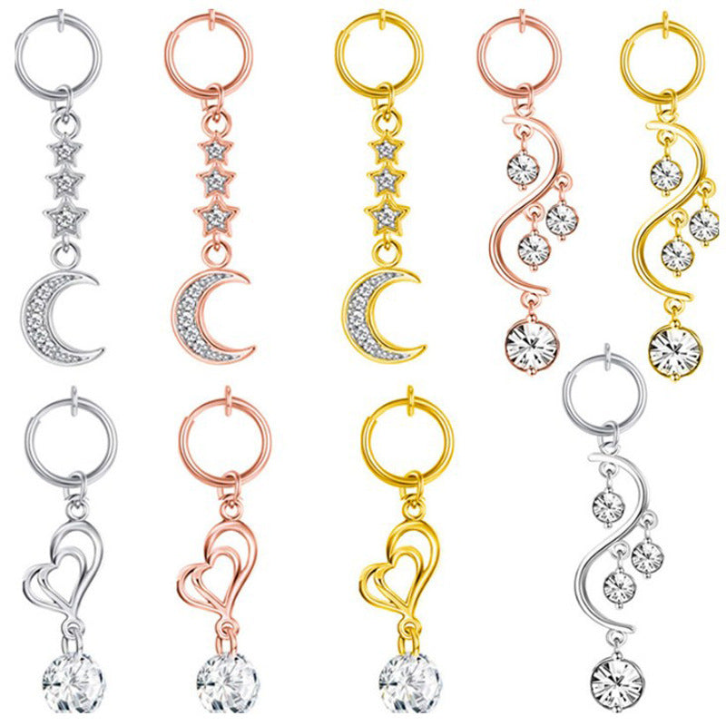 Fashion Moon Heart Pendant Crystal Belly Ring Body Piercing Jewelry