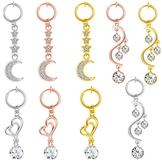 Fashion Moon Heart Pendant Crystal Belly Ring Body Piercing Jewelry