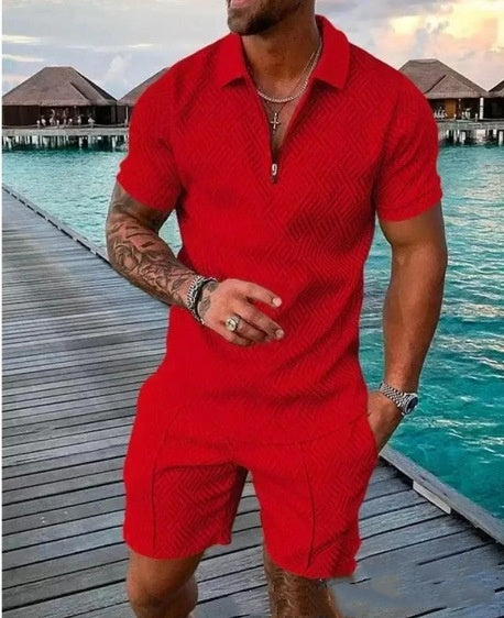 Men's 3dpolo Shirt Suit Lapel Short Sleeve Pullover Leisure Suit