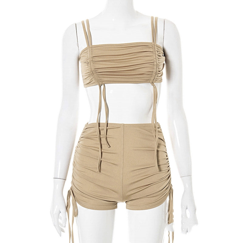 Ruched Setsuspender Shorts Outfits
