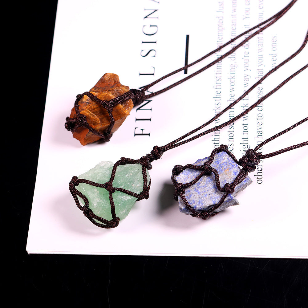 Natural Hand-woven Rough Crystal Large Particle Pendant Jewelry Necklace