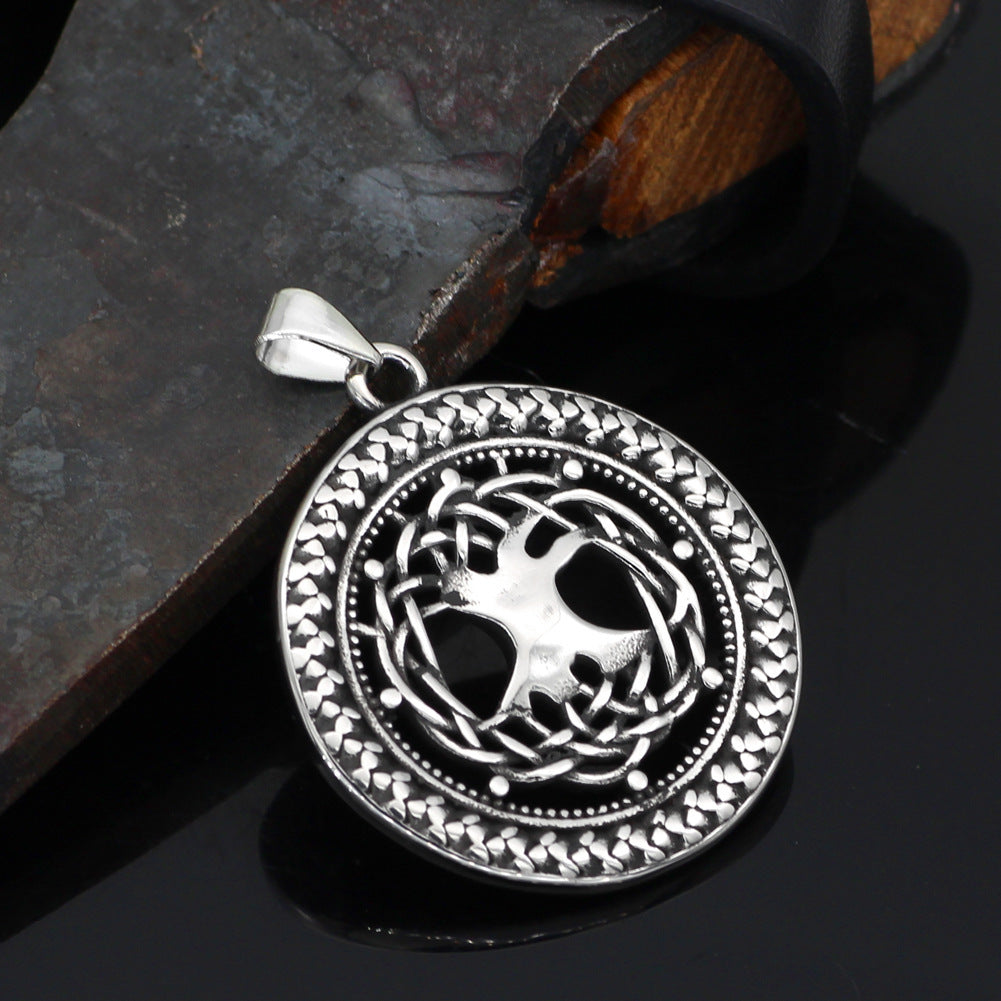 Mens Fashion Stainless Steel Hollow Viking Tree Of Life Necklace