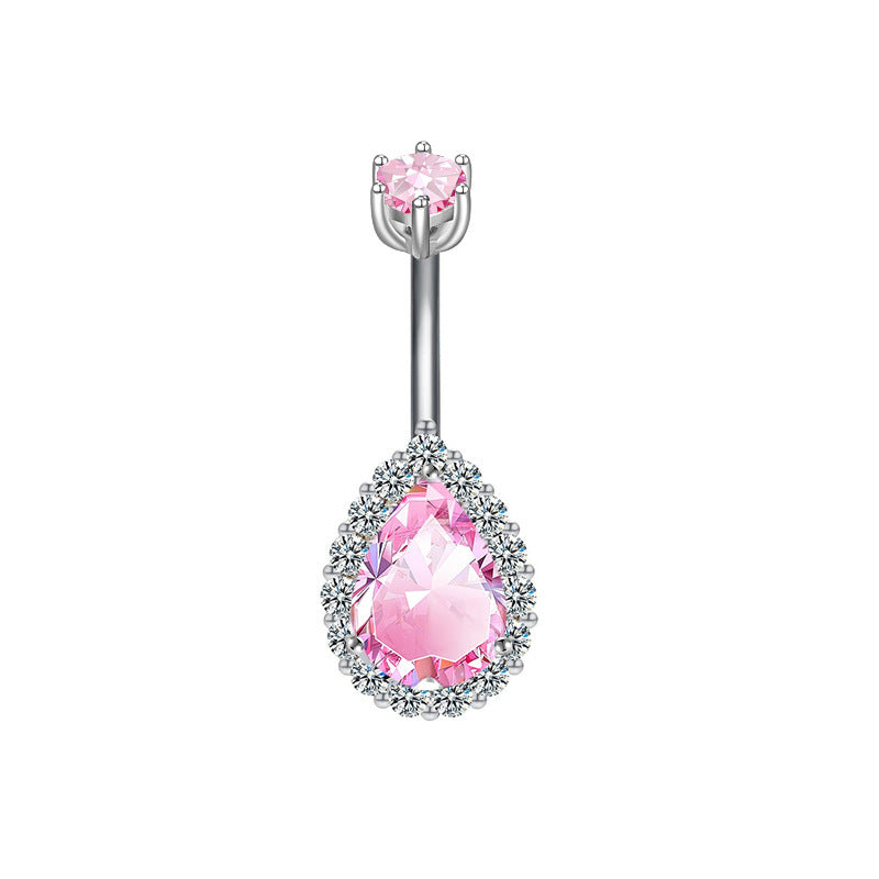 Fashion Personality Peach Heart Belly Ring Butterfly Zircon Piercing Jewelry