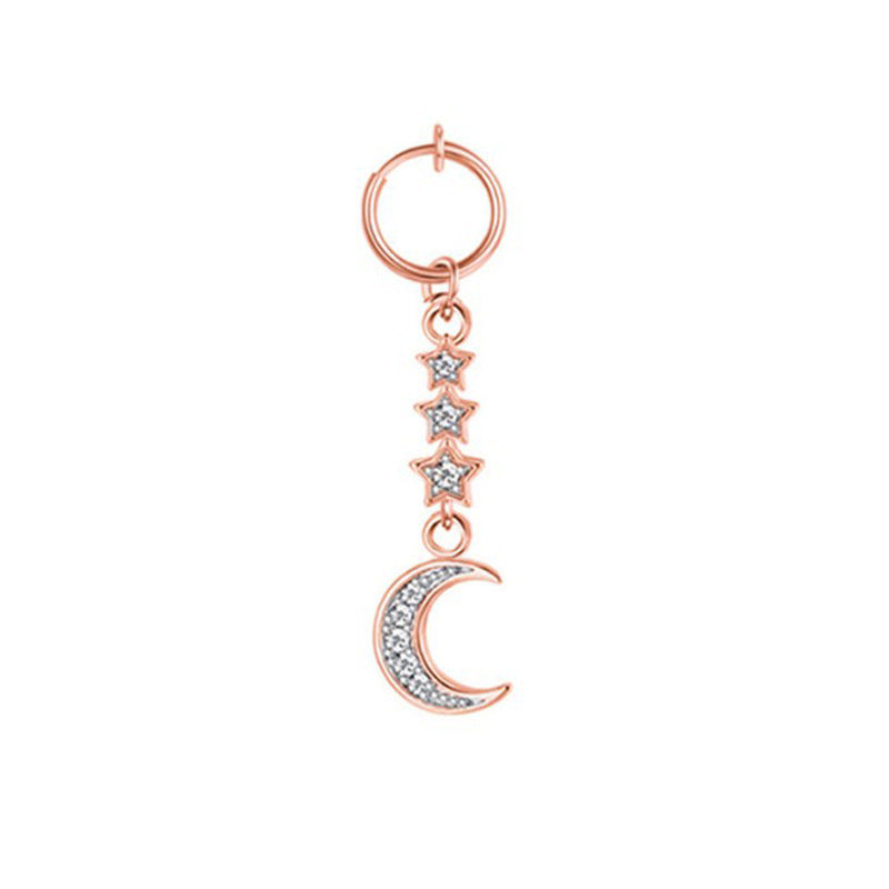 Fashion Moon Heart Pendant Crystal Belly Ring Body Piercing Jewelry