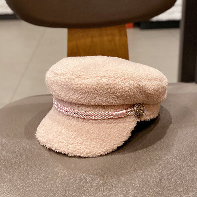 Lamb Wool Navy Octagonal Women's Autumn And Winter Fashion Korean Style