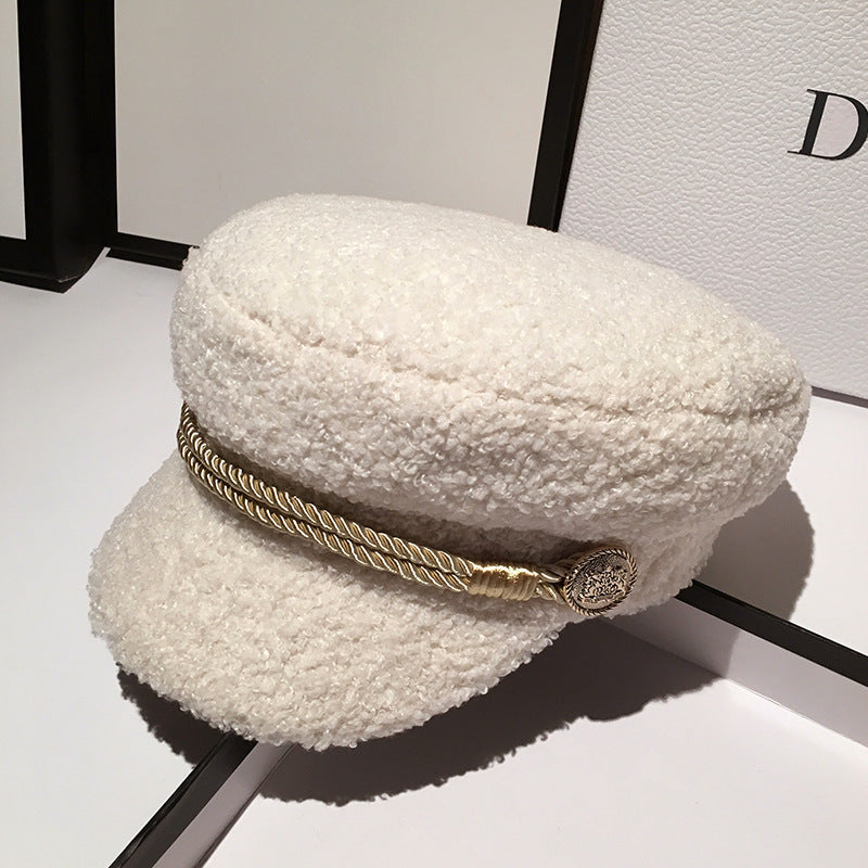 Lamb Wool Navy Octagonal Women's Autumn And Winter Fashion Korean Style