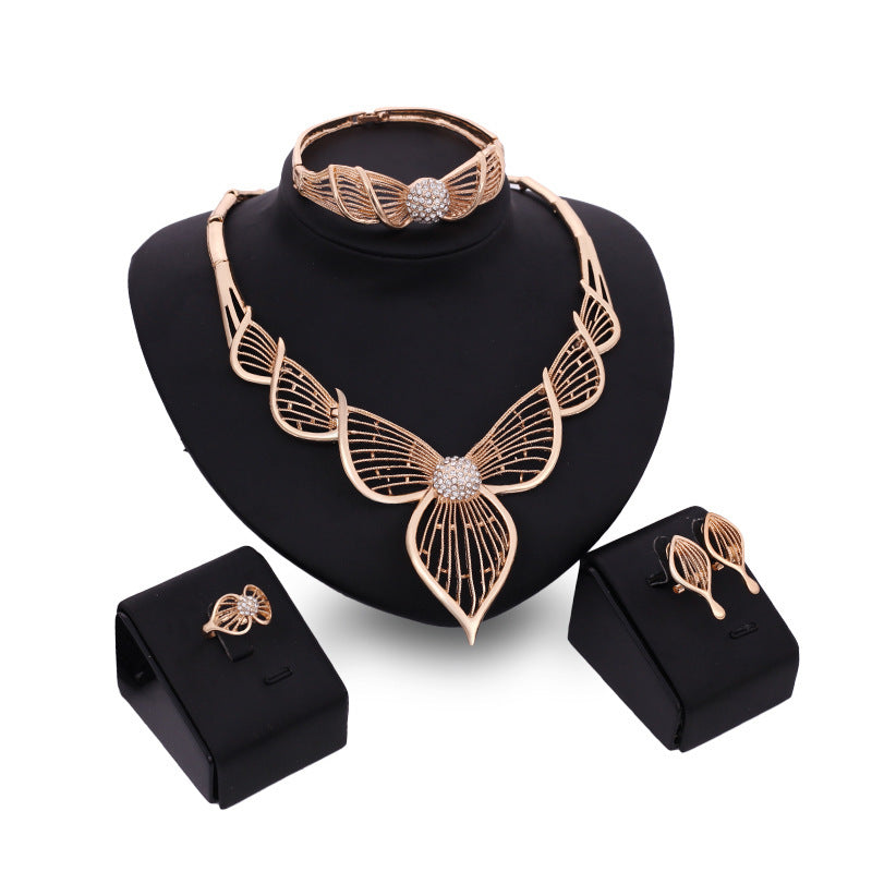 Four-piece Leaf Exaggerated Bridal Wedding Jewelry