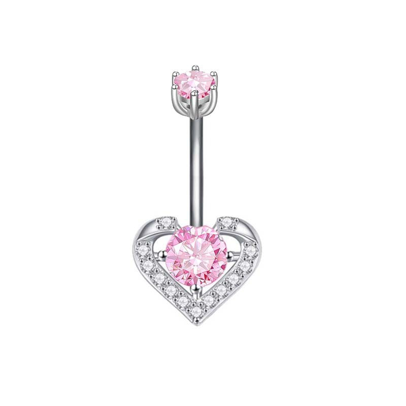 Fashion Personality Peach Heart Belly Ring Butterfly Zircon Piercing Jewelry