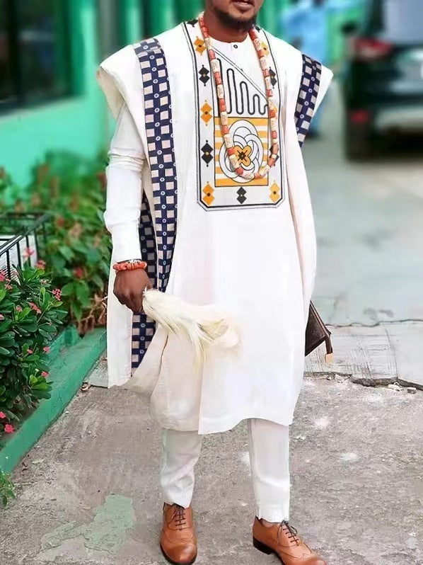 African Ethnic Print Casual Men's Three-piece Suit