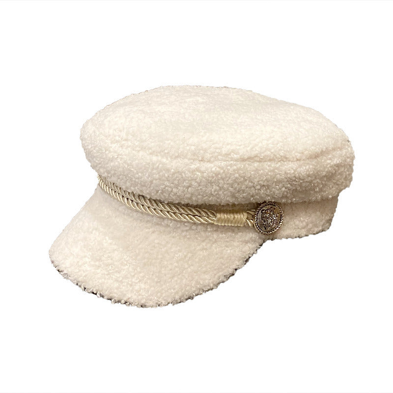 Lamb Wool Navy Octagonal Women's Autumn And Winter Fashion Korean Style