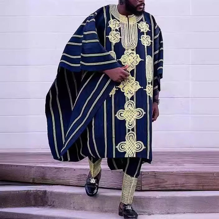 African Ethnic Print Casual Men's Three-piece Suit