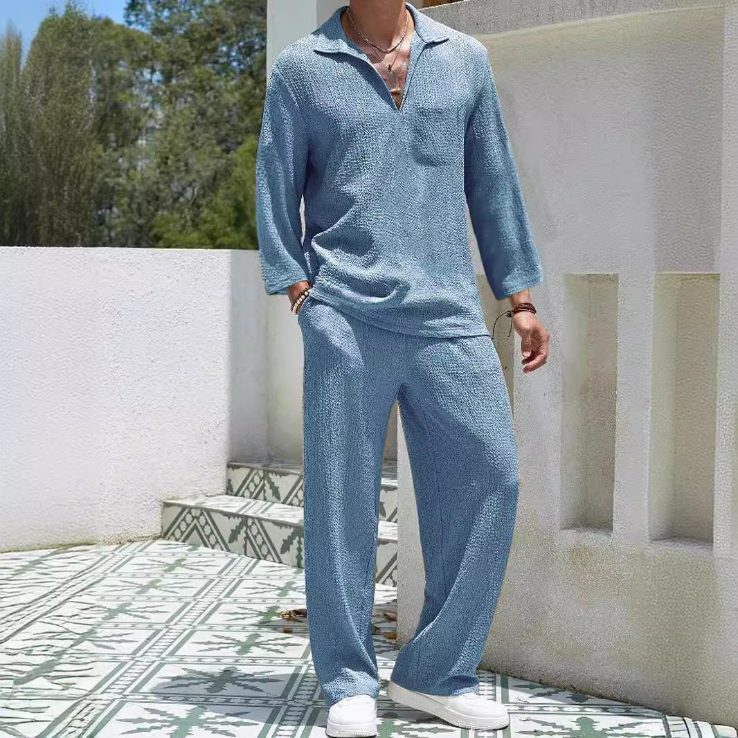 New Casual Shirt Trousers Men's Commuter Suit