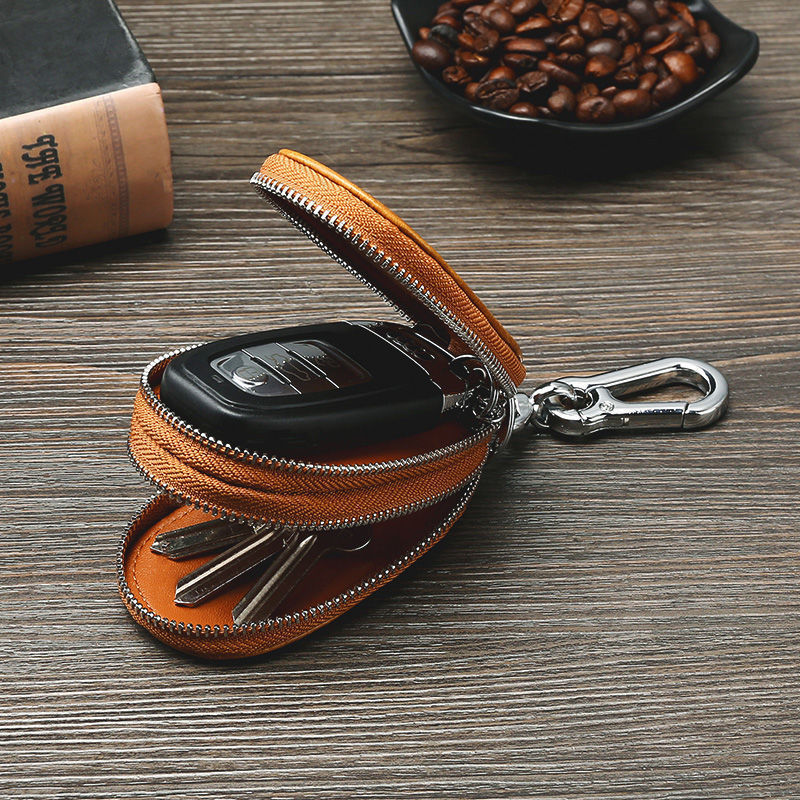 Mens Multifunctional Head Layer Cowhide Car Key Bag