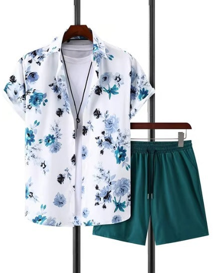 Men's Casual Fashion 3D Digital Printing Short Sleeve Shirt Outfit