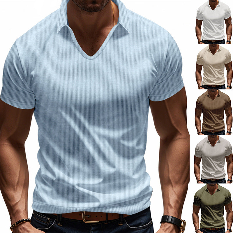 Men's Simplicity Casual V-neck Design Loose Trendy Short Sleeve