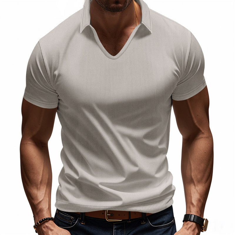 Men's Simplicity Casual V-neck Design Loose Trendy Short Sleeve