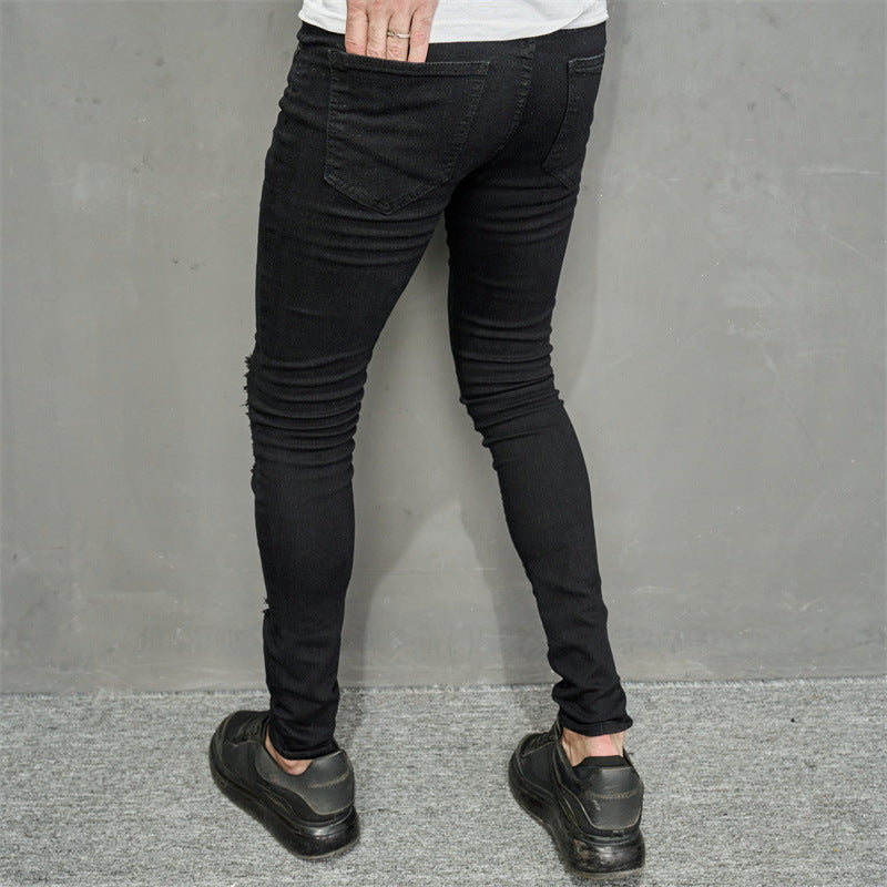 Men's Leisure Ripped Denim Feet Personality Trendy Jeans
