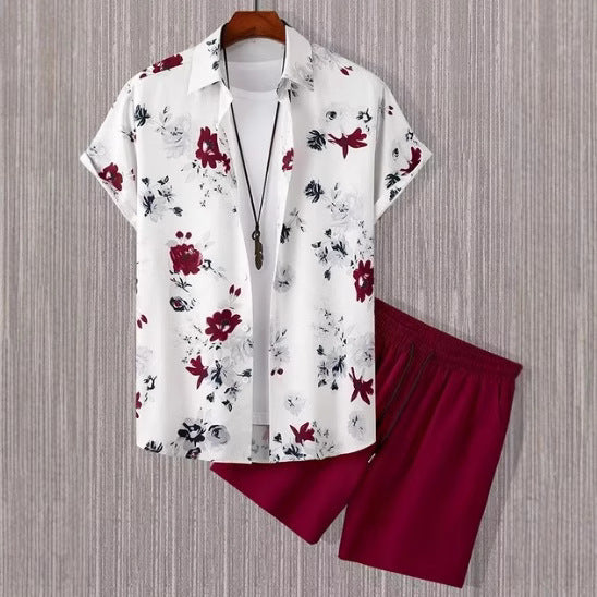 Men's Casual Fashion 3D Digital Printing Short Sleeve Shirt Outfit