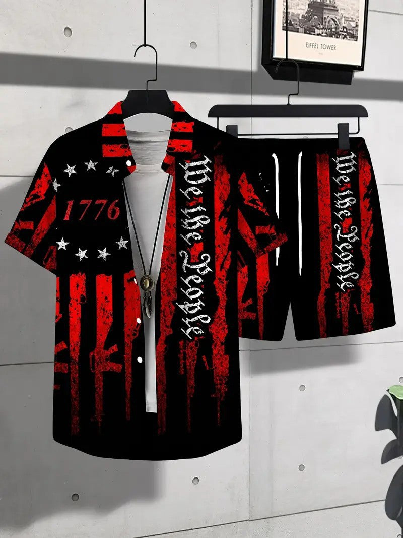 Fashion Trend Animal Pattern Casual Short Sleeve Shirt Shorts Suit