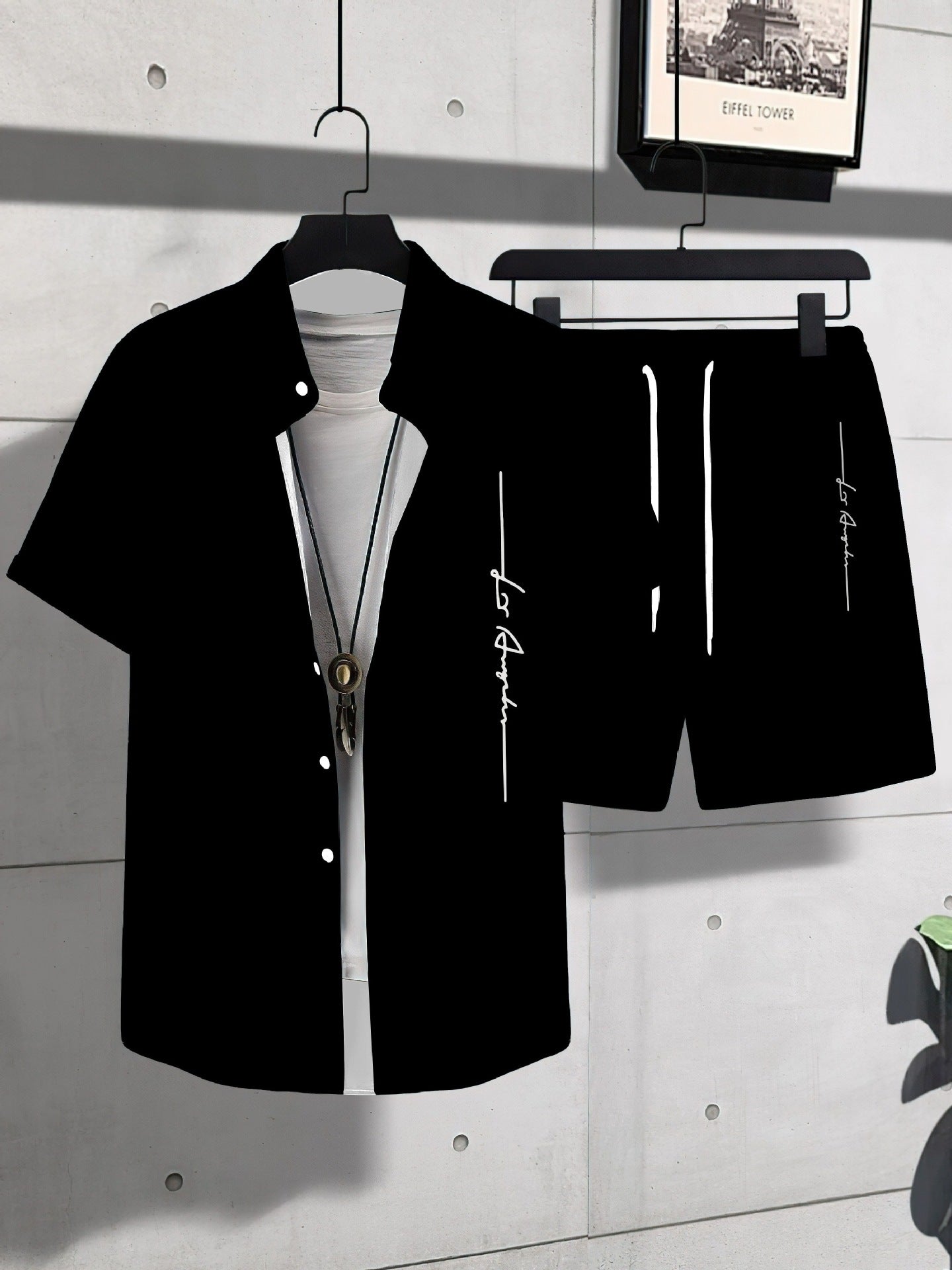 Fashion Trend Animal Pattern Casual Short Sleeve Shirt Shorts Suit