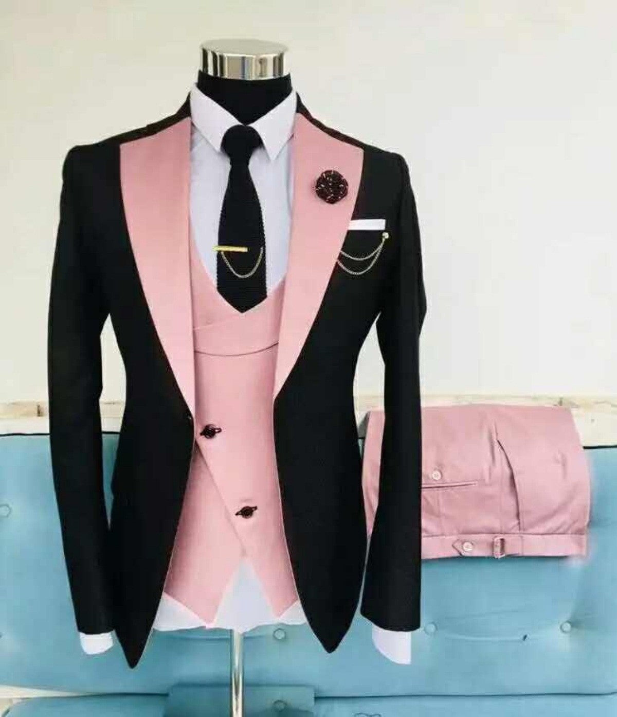 Men's Slim Fit Business Vest Coat Trousers Suit