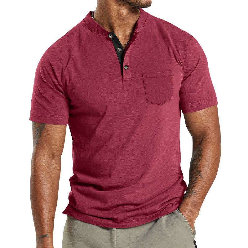 Plus Size Men's Short Sleeve Sleeve Button Pocket
