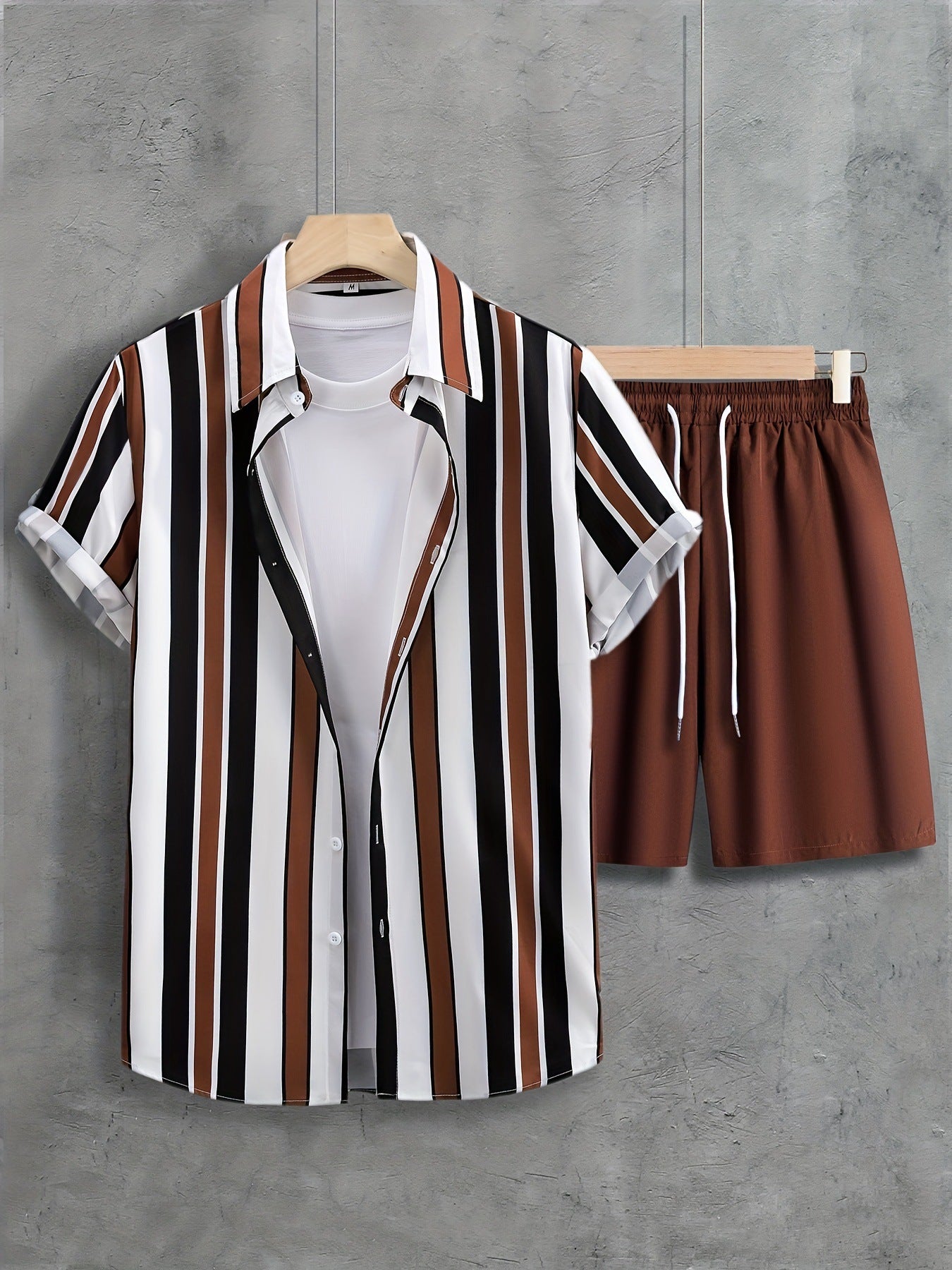 Fashion Trend Animal Pattern Casual Short Sleeve Shirt Shorts Suit
