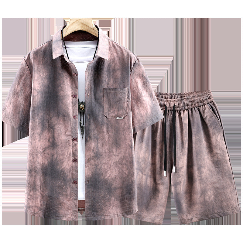 Plus-sized Casual Shirt Shorts Loose Two-piece Suit