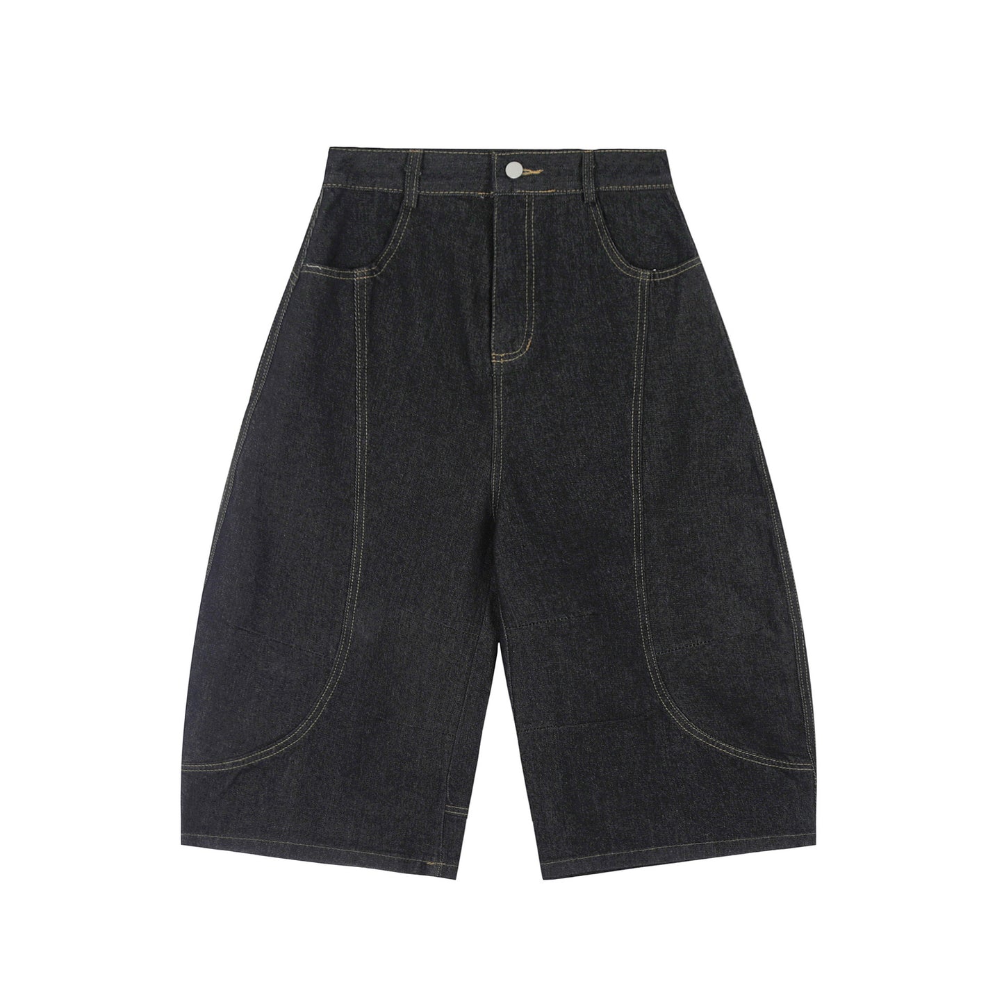 Men's Solid Color Denim Casual Shorts Straight Shorts