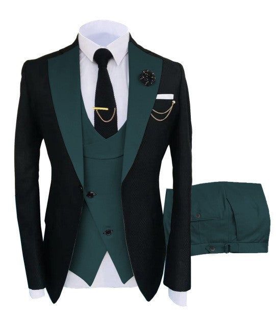 Men's Slim Fit Business Vest Coat Trousers Suit