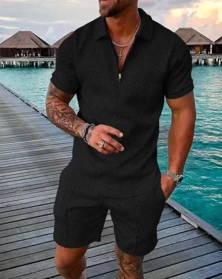 Men's 3dpolo Shirt Suit Lapel Short Sleeve Pullover Leisure Suit