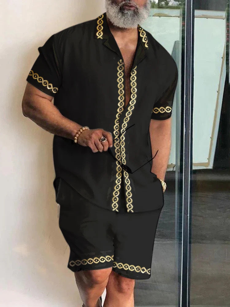 Fashion Simple Men's Short Sleeve Shirt Outfit