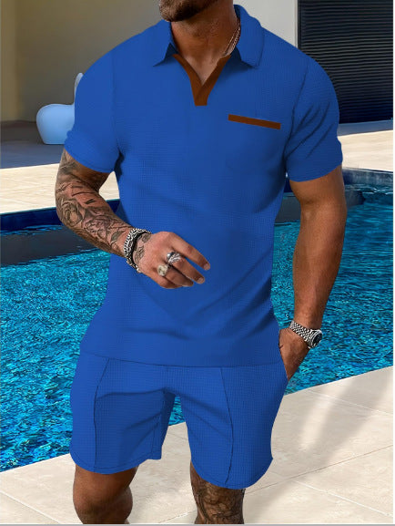 Men's 3dpolo Shirt Suit Lapel Short Sleeve Pullover Leisure Suit