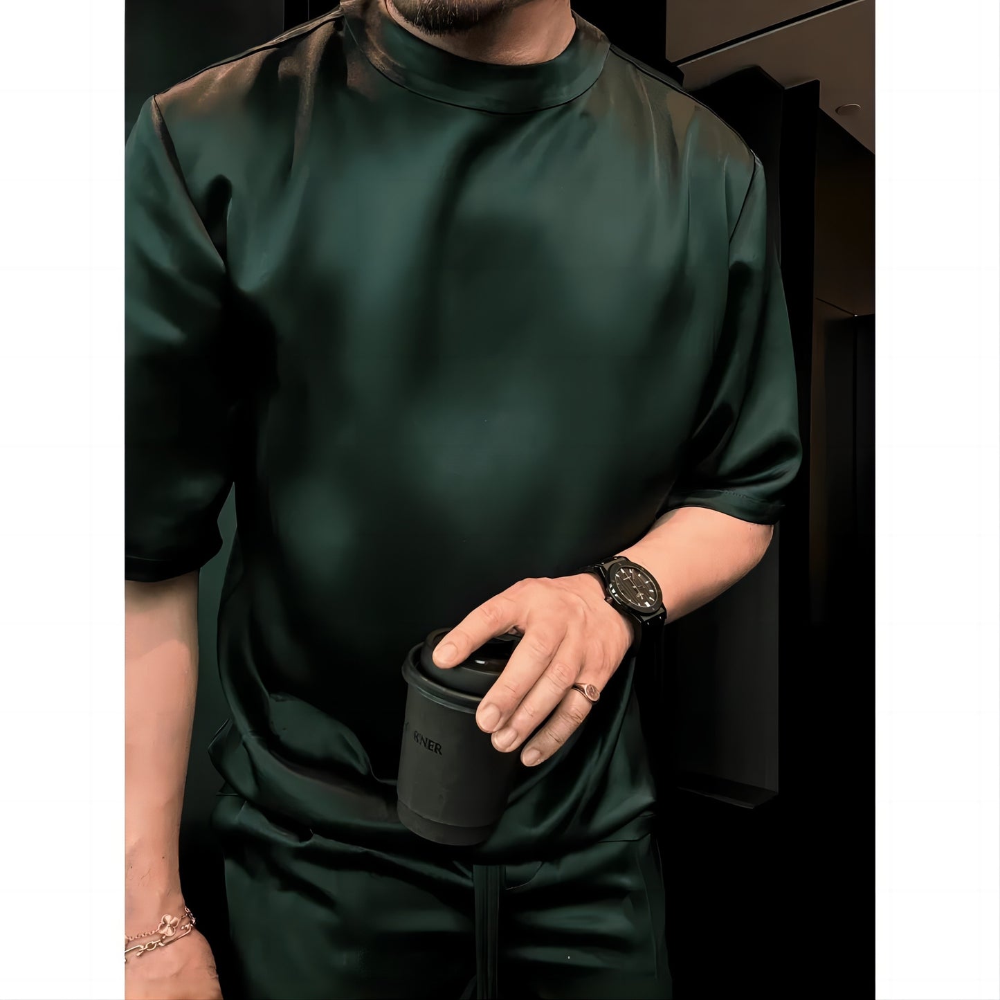 Men's Deep Green Crew Neck Summer Set
