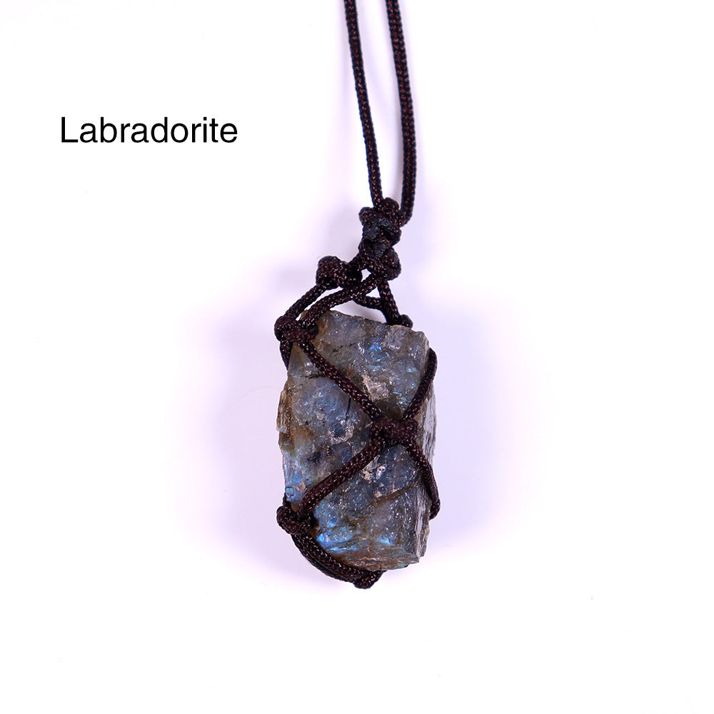 Natural Hand-woven Rough Crystal Large Particle Pendant Jewelry Necklace