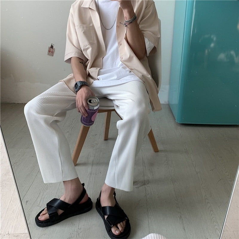 Mens Loose Pleated Fashion And Comfort Pants