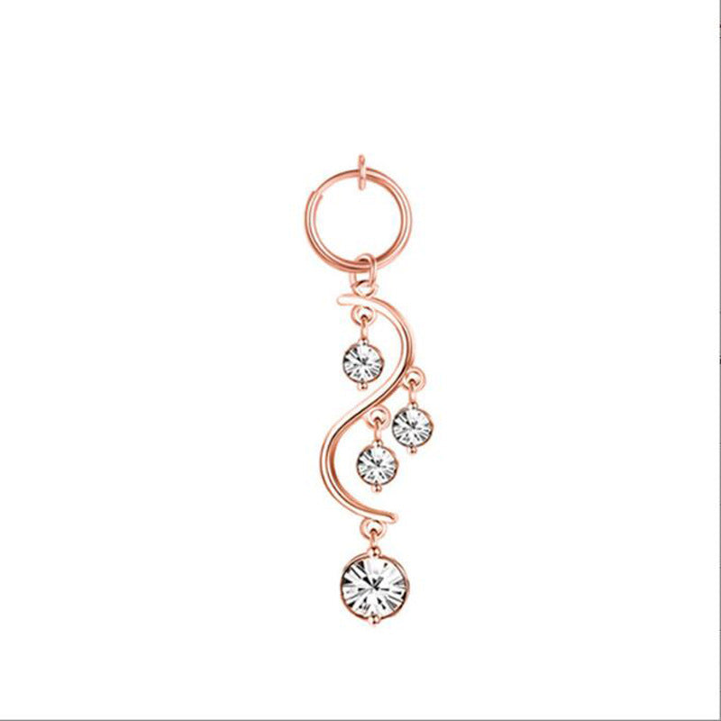Fashion Moon Heart Pendant Crystal Belly Ring Body Piercing Jewelry
