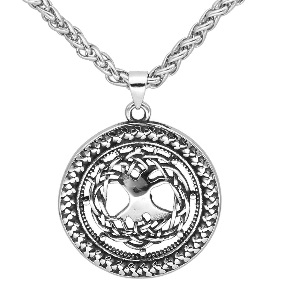 Mens Fashion Stainless Steel Hollow Viking Tree Of Life Necklace