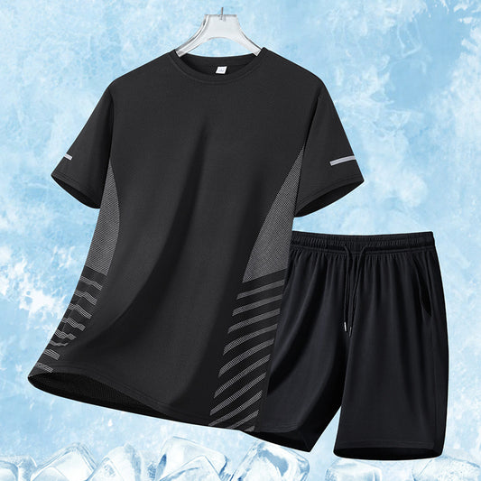 Loose And High-elastic Quick-drying Sports Casual T-shirt Shorts Suit