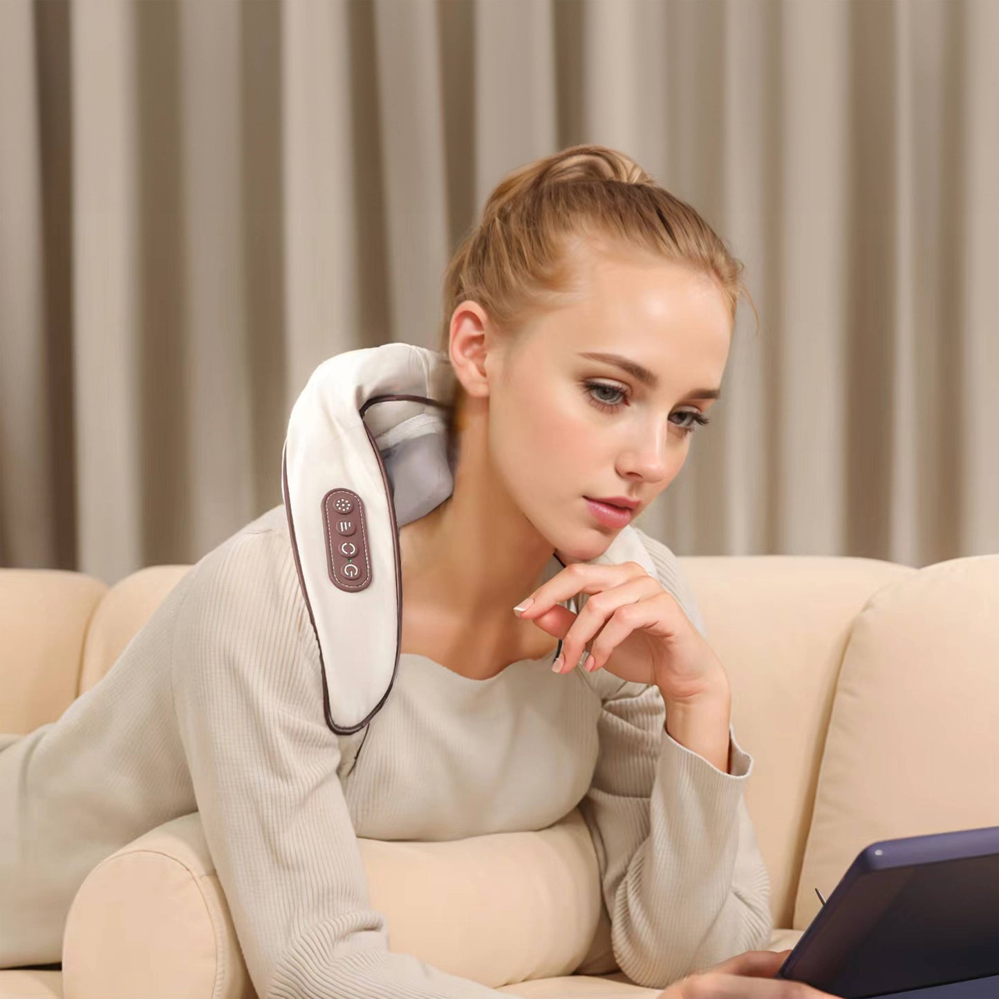 Electric Neck Massager With Heat - Neck And Shoulder Massagers For Pain Relief