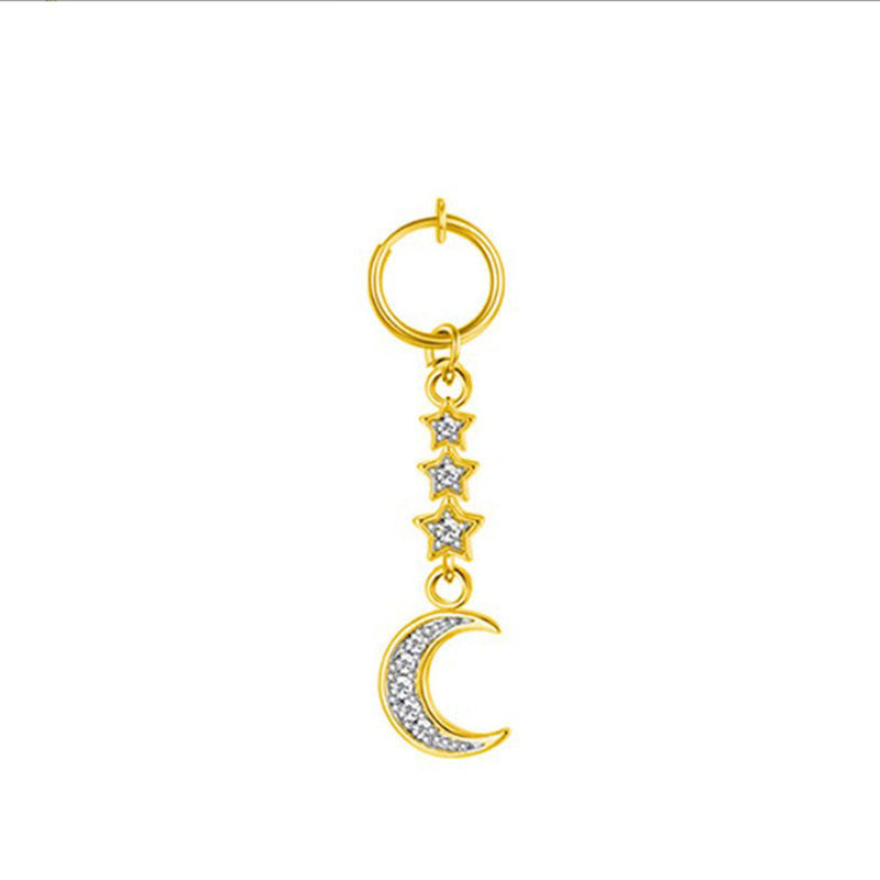 Fashion Moon Heart Pendant Crystal Belly Ring Body Piercing Jewelry
