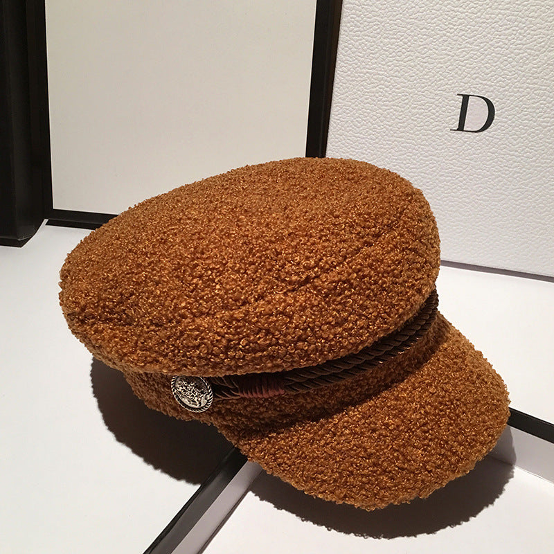 Lamb Wool Navy Octagonal Women's Autumn And Winter Fashion Korean Style