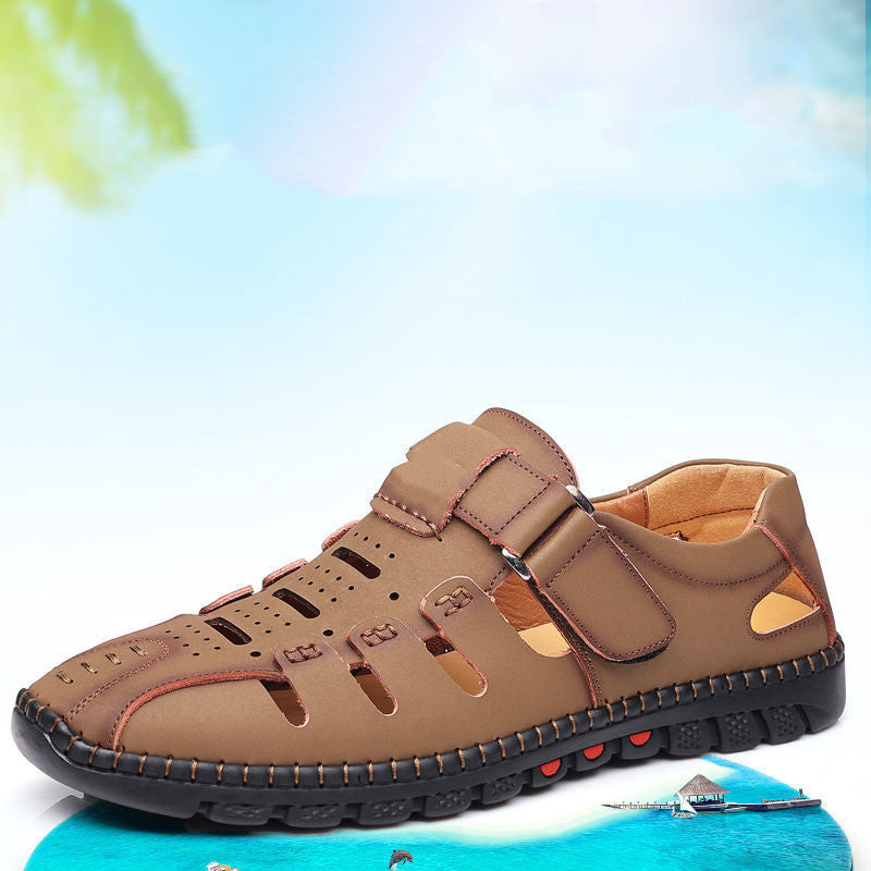 Mens Fashion Casual Leather Hollow Out Breathable Casual Shoes