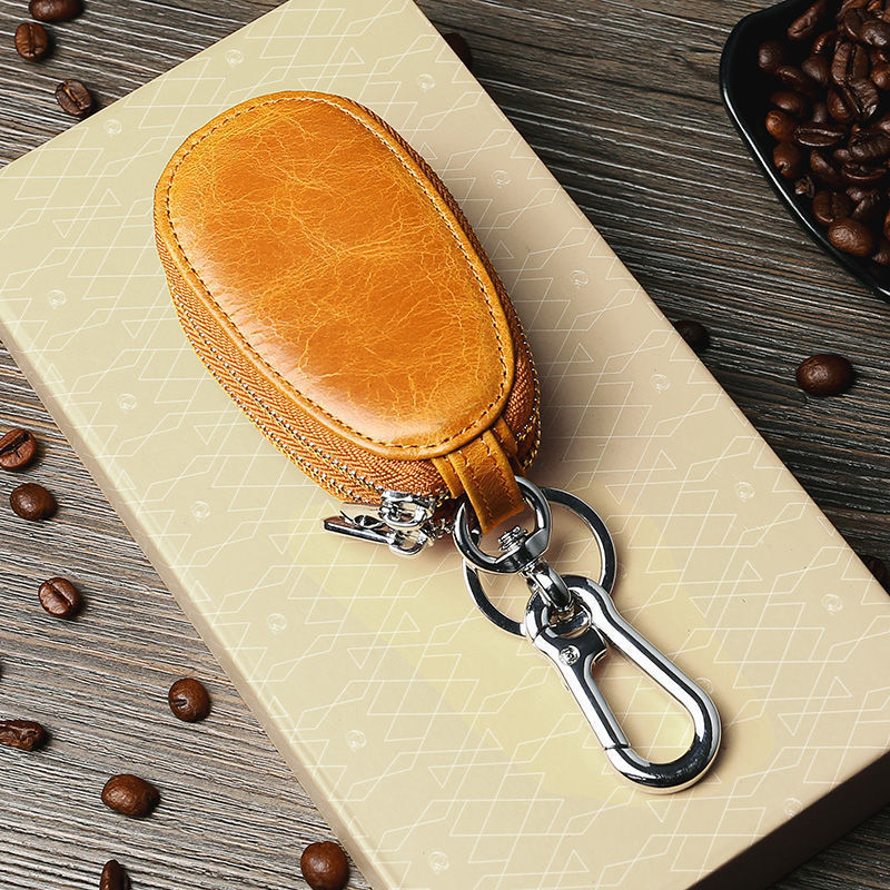 Mens Multifunctional Head Layer Cowhide Car Key Bag